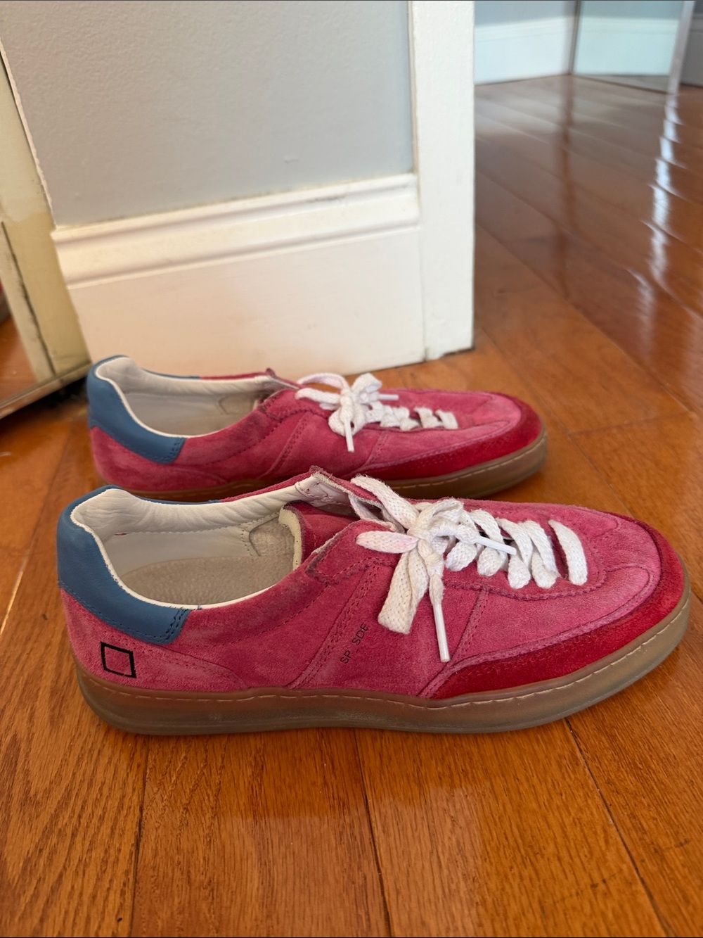 DATE Pink Suede Lace-Up Sneakers